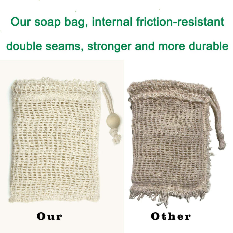 [Australia] - E-Know Soap Bag, 10 Pack Natural Sisal Soap Saver, Zero Waste Plastic-free Soap Net, Foaming and Drying The Soap, Massage, Peeling 