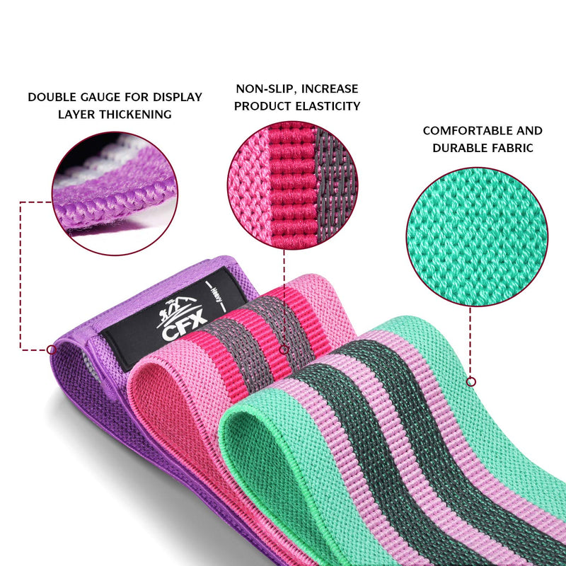 [Australia] - CFX Resistance Bands 3 Sets, Premium Exercise Bands with Non-Slip Design for Hips & Glutes, 3 Resistance Level Workout Booty Bands for Women and Men,Home Training,Fitness,Yoga 3pcs-02 