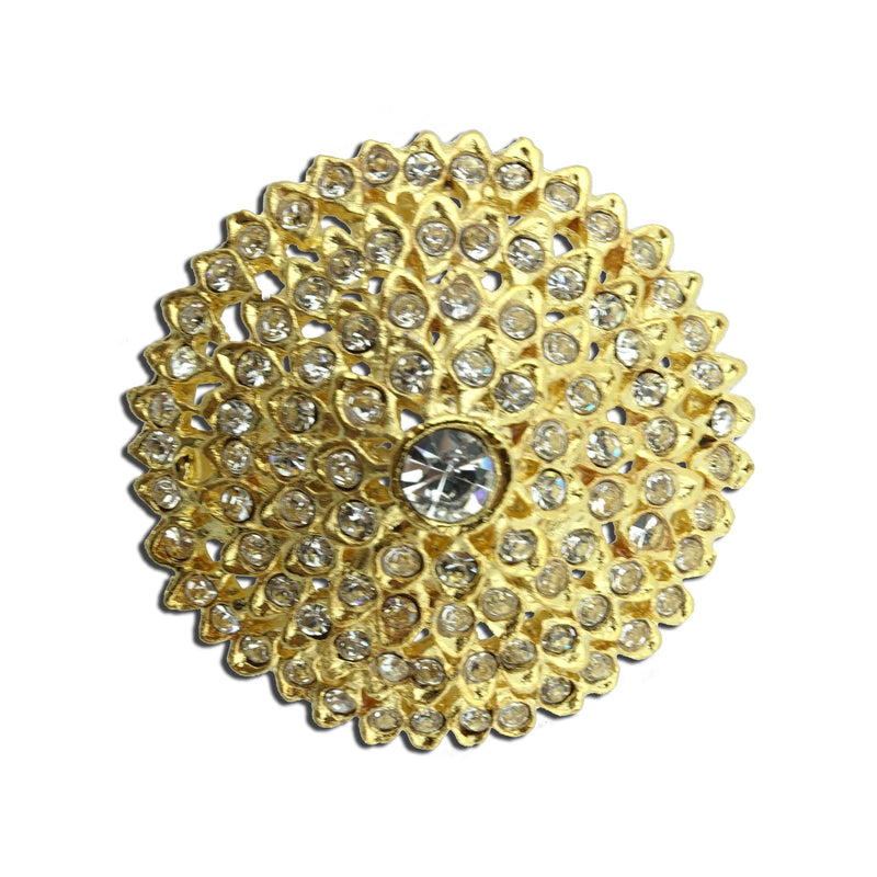 [Australia] - Siwalai Thai Traditional Gold Plated Clear Crystals Pin 2 Inches 