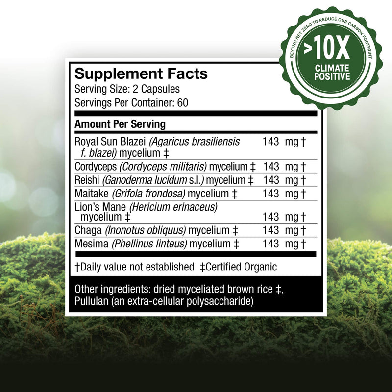 [Australia] - Host Defense, Stamets 7 Capsules, Daily Immune Support, Mushroom Supplement with Lion’s Mane, Reishi, Vegan, Organic, 120 Capsules (60 Servings) 120 Count (Pack of 1) Standard Packaging 