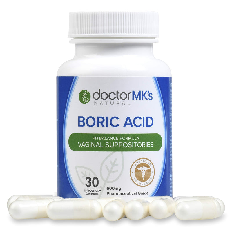 [Australia] - Boric Acid Suppositories (600mg) for Healthy Feminine pH Support. 30 Vaginal Suppository Capsules - by Doctor MK's® Natural 
