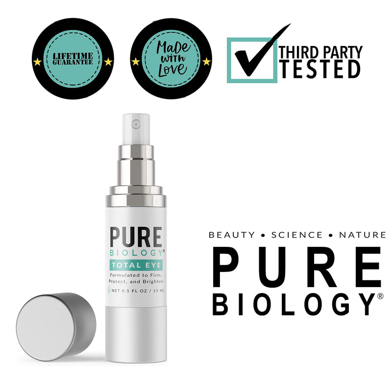 [Australia] - Pure Biology Premium Total Eye Cream Serum - Anti Aging Vitamin C, E & Hyaluronic Acid Reduce Dark Circles, Puffiness, Under Eye Bags, Wrinkles & Fine Lines for Men & Women (0.5 oz) 0.5 Fl Oz (Pack of 1) 