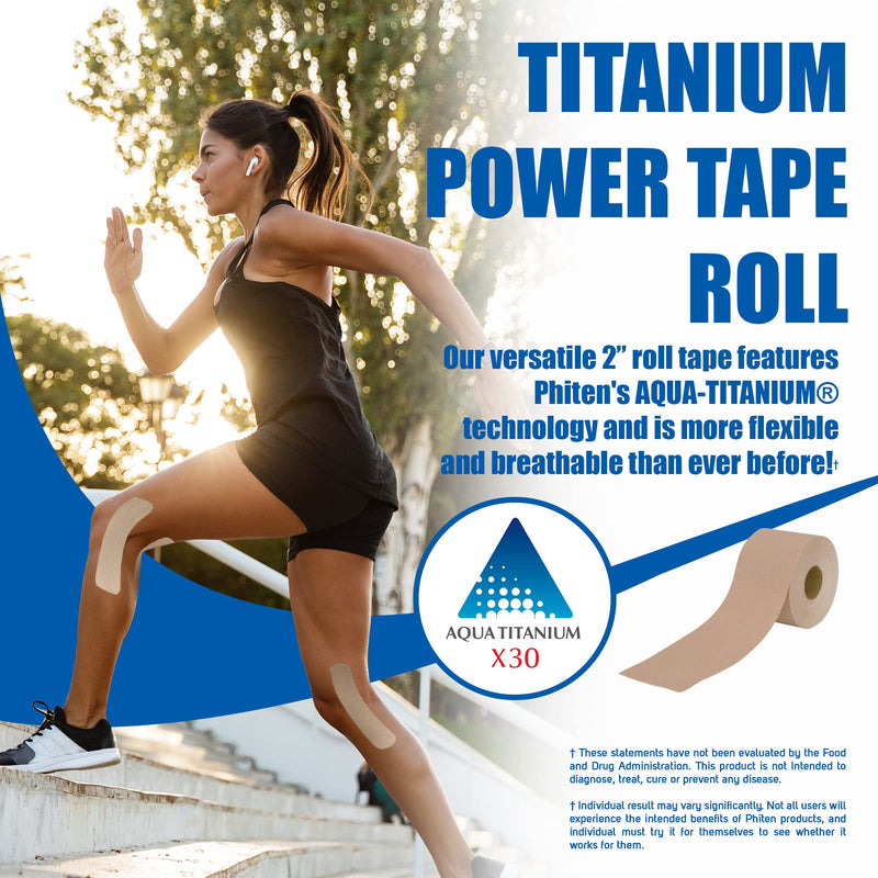 [Australia] - Phiten X30 Titanium Power Tape Roll - Water-Resistant Kinesiology Tape for Muscle, Knee, Shoulder and Joint Support - Professional Sports Therapeutic Athletic Kinesio Tape - Beige, 2” x 14.7’ brown 2" x 14.7' 