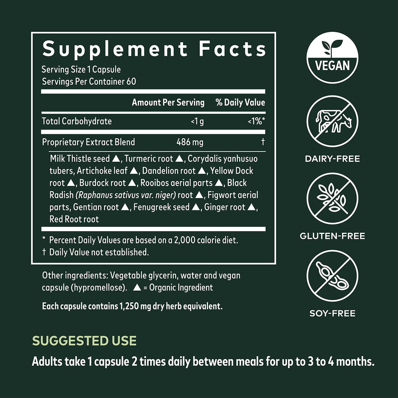 [Australia] - Gaia Herbs Liver Cleanse - Liver Health Support Herbal Supplement with Milk Thistle, Burdock, Turmeric, Dandelion, and More - 60 Vegan Liquid Phyto-Caps (30 Servings) 