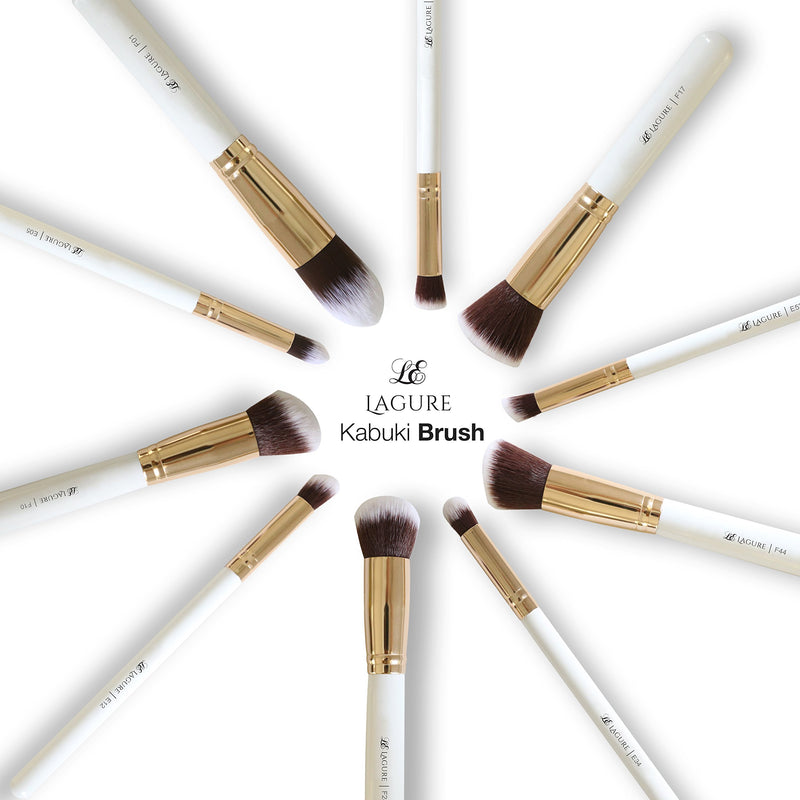 [Australia] - Lagure Premium Kabuki Makeup Brush Set - The Perfect Makeup Brushes for Your Eyeshadow, Contour Kit, Blush, Foundation, Concealer, Face Powder - Includes Cosmetic Brush Guide 