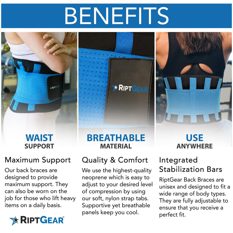 [Australia] - RiptGear Back Brace for Back Pain Relief and Support for Lower Back Pain - Lumbar Support and Back Pain Relief - Lumbar Brace and Back Support Belt for Men and Women - Black (XXL) 2X-Large (Pack of 1) 