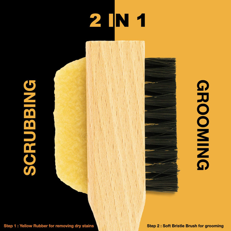 [Australia] - Wilkins Suede Shoe Cleaner Brush - Yellow Rubber Suede Eraser With Soft Bristle Brush For Suede Cleaner And Nubuck Brush 