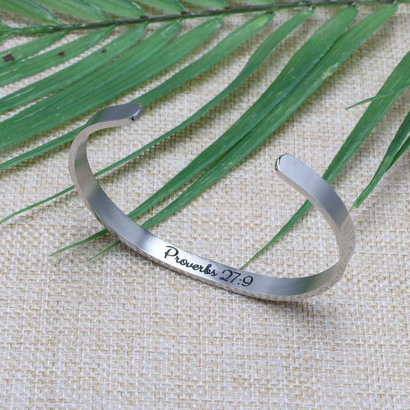 [Australia] - Christian Bracelet Bible Verse Jewelry Religious Gift for Women Inspirational Scripture Cuff Bangle Friend Encouragement A Sweet Friendship Refreshes The Soul 27:9 