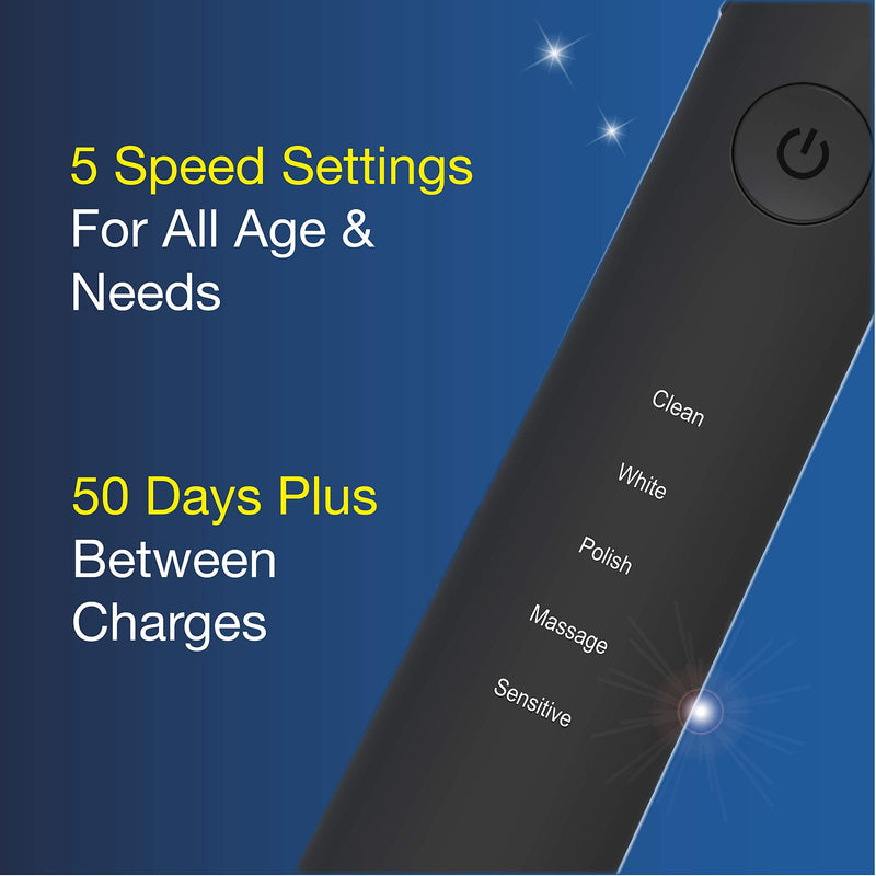 [Australia] - Sonic Electric Toothbrush, Powerful 50 Day Charge, 60 Day Satisfaction Guarantee, Inc 12 Brush Heads Valued £18… 