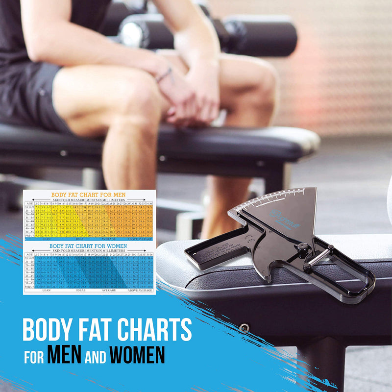 [Australia] - Lightstuff Precision Skinfold Caliper - Easy, Reliable Tool for Monitoring Body Fat - Quick Start Guide for Beginners, Detailed Booklet for Advanced Users - Measures up to 80mm in Skin Fold Thickness 
