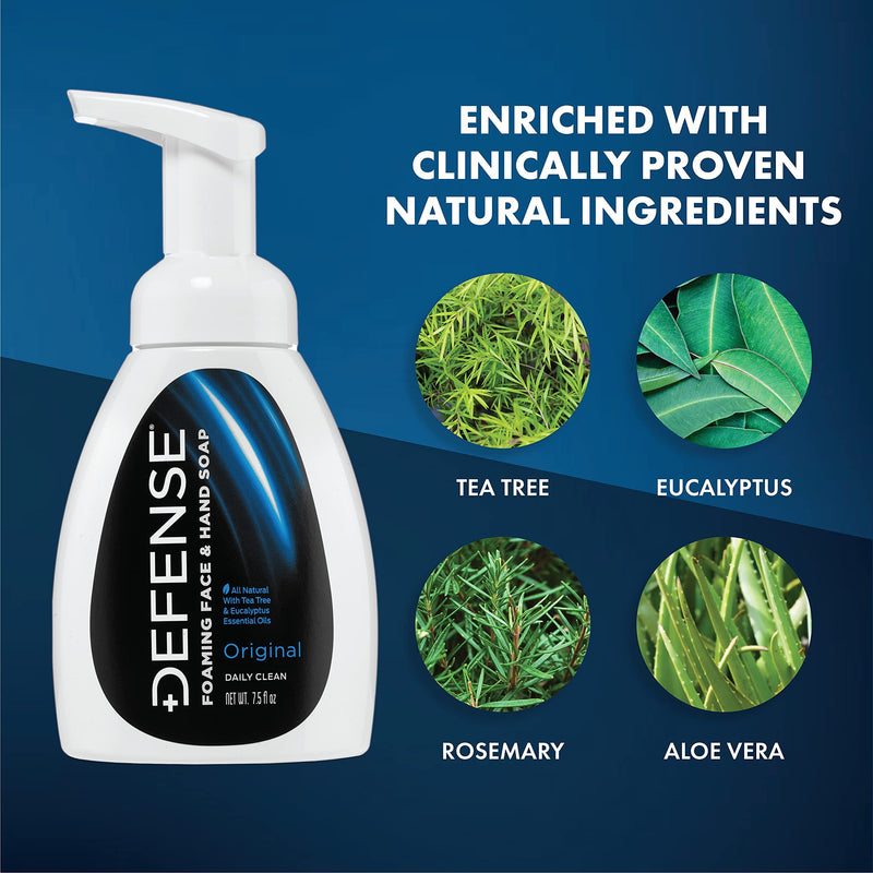 [Australia] - Defense Herbal Ointment Salve 2 Oz - Natural Tea Tree Oil and Eucalyptus Oil + Liquid Foaming Face & Hand Soap 7.5 Fl Oz with Tea Tree, Eucalyptus, Jojoba, Aloe Vera, Olive & Coconut Oils 