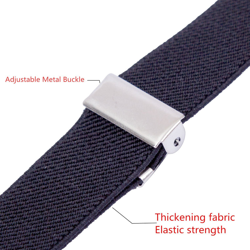 [Australia] - Suspenders for Boys Child Kids Adjustable - Elastic Y Shape Soild Color Suspender Black One Size 