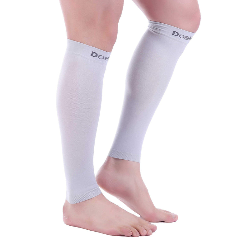[Australia] - Doc Miller Calf Compression Sleeve 1 Pair 15-20 mmHg Firm Support Graduated for Sports Running Recovery Shin Splints Varicose Veins (Gray, Small) Gray 