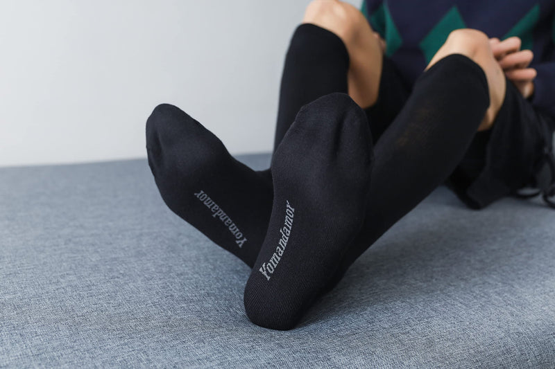 [Australia] - Yomandamor Mens Bamboo Diabetic Over The Calf Socks,4 Pack Size 10-13 4 Pairs Black 