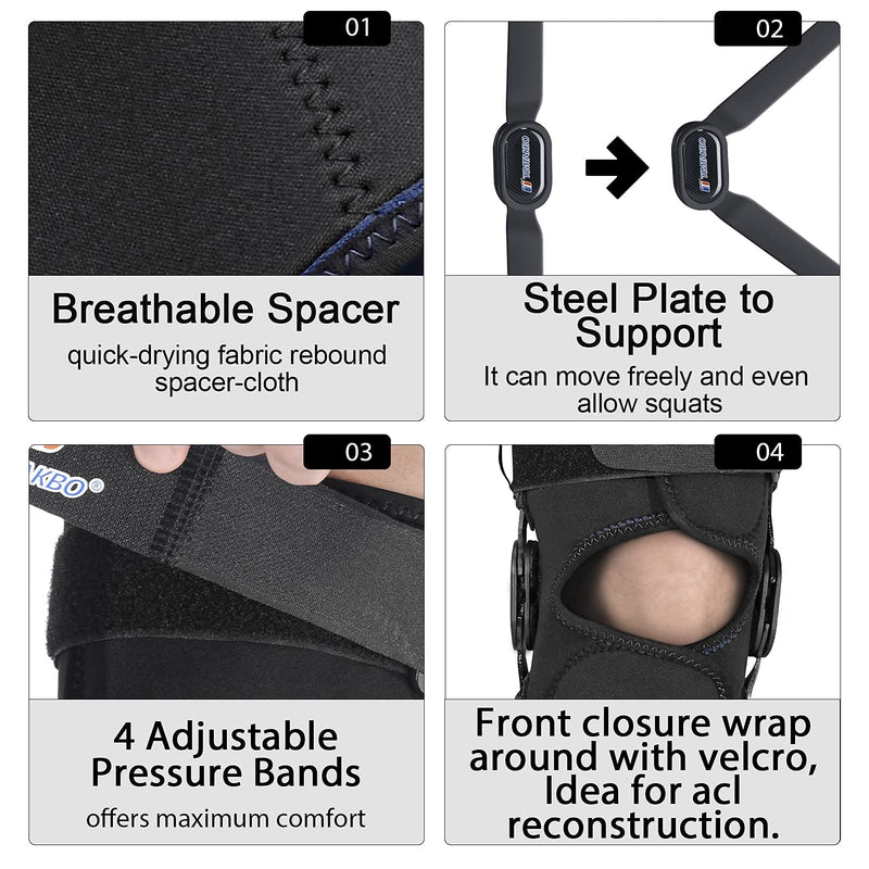 [Australia] - 16inch Tall Hinged Knee Brace with Full Support with 4 Compression Straps,2 Metal Stabilizers,Breathe Air Spacer Drytex Wraparound for Knee Pain Relief,ACL,Arthritis,Meniscus(S fit Upper 19-21"/Lower 11.5-14.5") Black S fit Upper 19-21"/Lower 11.5-14.5" 