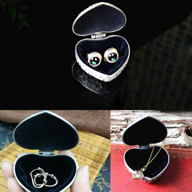 [Australia] - AVESON Classic Vintage Antique Heart Shape Jewelry Box Ring Small Trinket Storage Organizer Chest Christmas Gift, Silver 