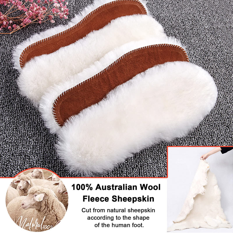 [Australia] - Ailaka Kids Sheepskin Wool Insoles, Cozy Fluffy Thick Warm Inserts for Children Women Shoes Boots Slippers 5 M US Big Kid 1 Pair 