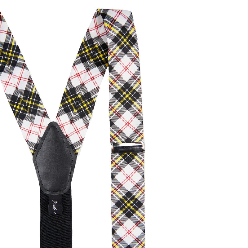 [Australia] - Jacob Alexander Men's Royal Tartans Plaid Y-Back Suspenders Black White 