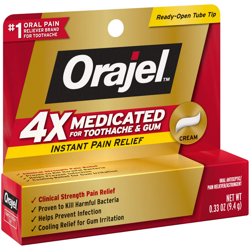 [Australia] - Orajel 4X for Toothache & Gum Pain: Severe Cream Tube 0.33oz- from #1 Oral Pain Relief Brand- Orajel for Instant Pain Relief New 