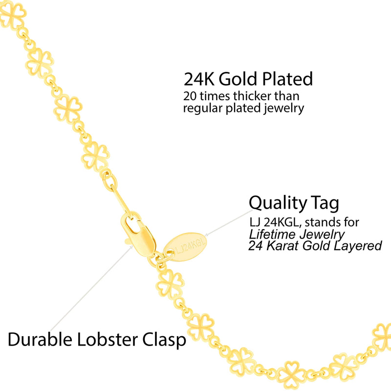 [Australia] - LIFETIME JEWELRY Good Luck Anklet for Women Teen and Girls 24k Real Gold Plated 11.0 Inches 