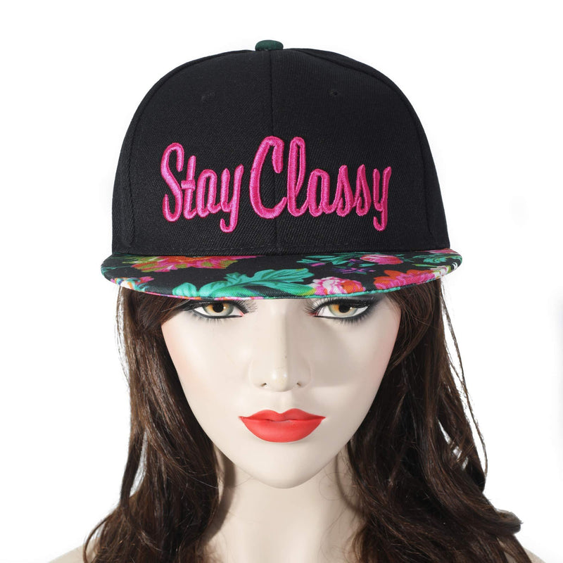 [Australia] - ZLYC Snapback Cap Hip Hop Embroidery Baseball Cap for Men Women One Size Stay Classy(Hot Pink) 