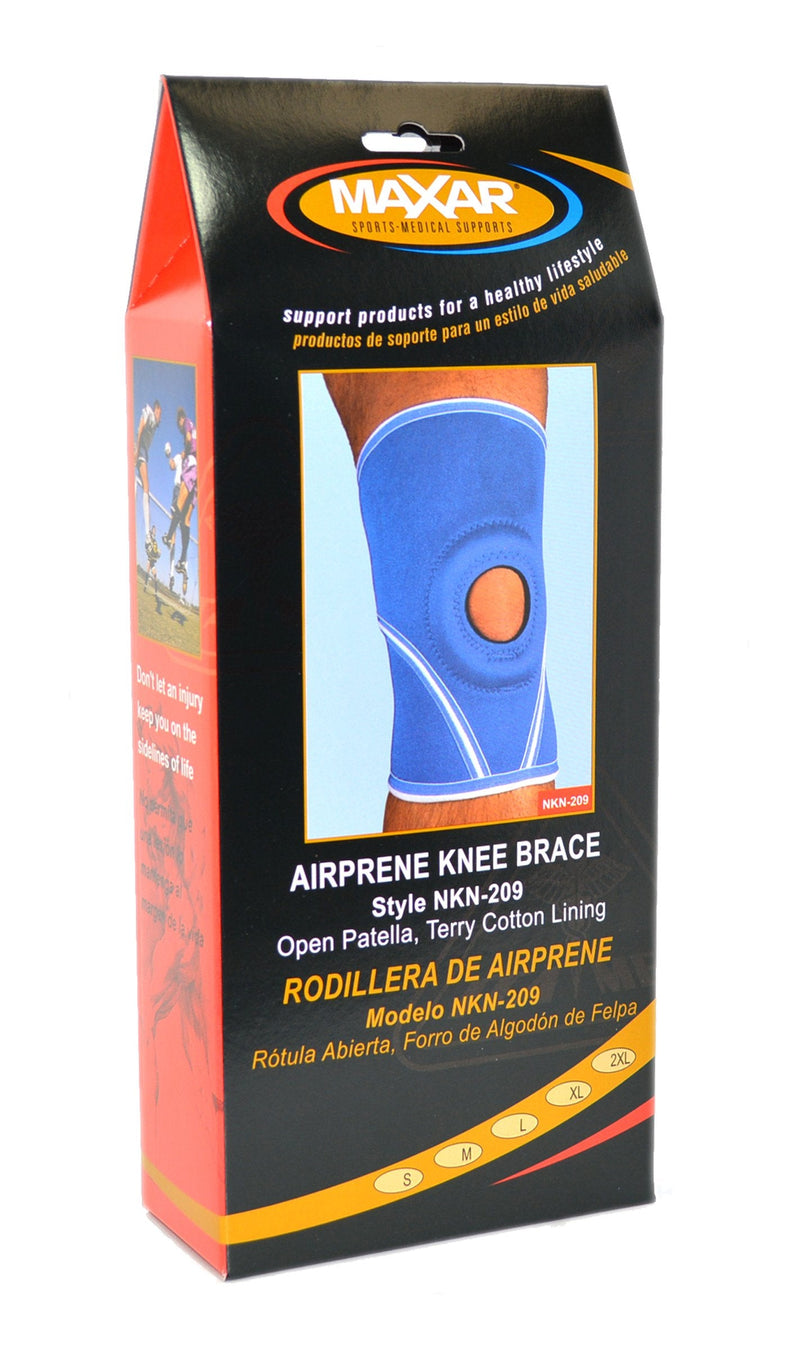 [Australia] - MAXAR Airprene (Breathable Neoprene) Knee Sleeve Compression Brace for Men & Women, Open Patella, Terry Cotton Lining, All-Way Stretch Compression and Support, NKN-209 L Large 