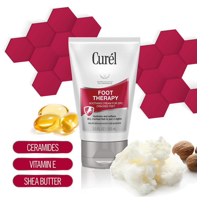 [Australia] - Curél Foot Therapy Cream, Soothing Lotion for Dry, Callused Feet and Cracked Heels, Quick Absorbing, Humectant Moisturizer, 3.5 Ounce, with Shea Butter, Coconut Milk, and Vitamin E 