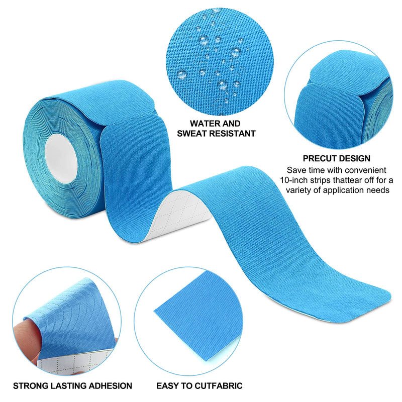 [Australia] - Kinesiology Tape Precut(1 Pack) Elastic Therapeutic Sports Tape Water Resistant Athletic Tape for Knees, Ankles, Shoulder, Elbow, Pain Relief and Injury Recovery 2 Inch x 16.4 feet Per Roll (Blue) (1 Pack) Blue 