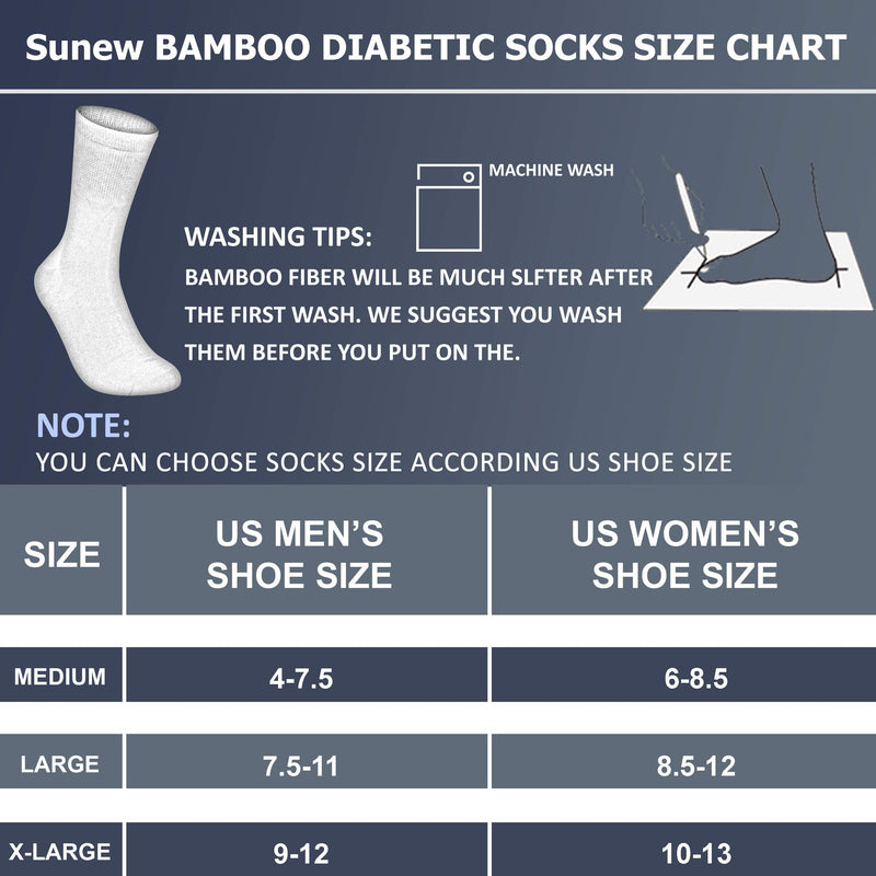 [Australia] - Mens Bamboo Diabetic Socks, Sunew Winter Warm Diabetic Socks Circulatory Socks Medical Crew Long Bamboo Loose Top Diabetic Socks for Neuropathy Edema Diabetes 3 Pairs Navy XL 3-pairs Navy Blue X-Large (3 Pair) 