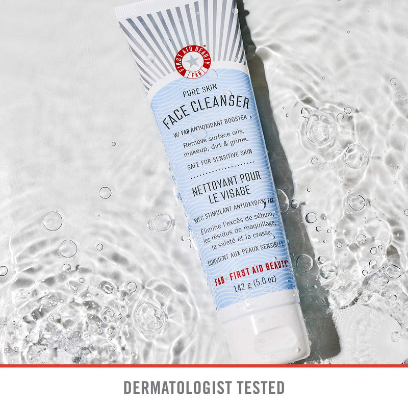 [Australia] - First Aid Beauty Pure Skin Face Cleanser, Sensitive Skin Cream Cleanser with Antioxidant Booster, 5 oz. 142 g (Pack of 1) 