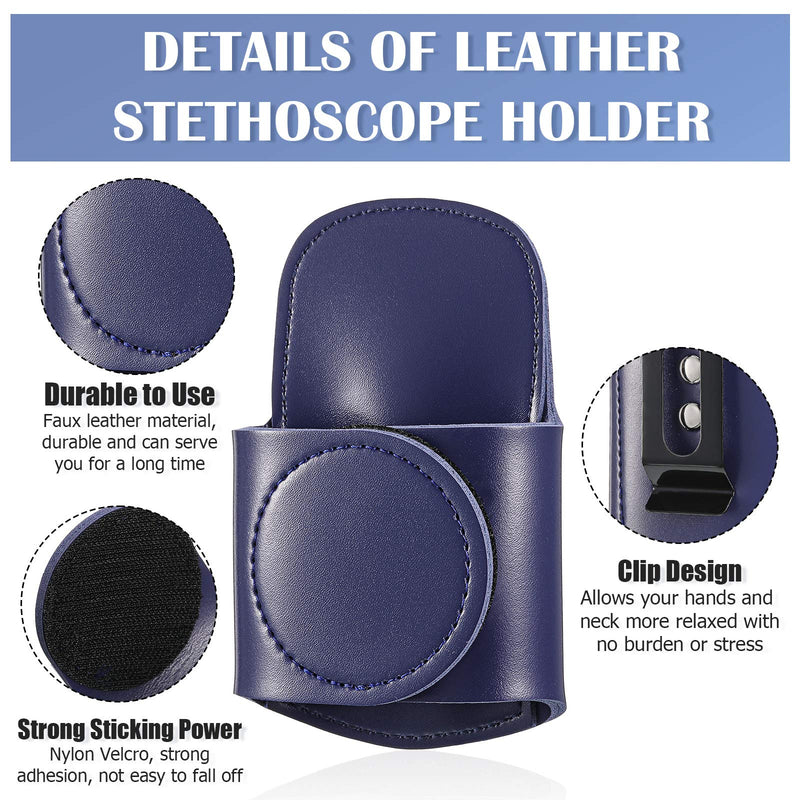 [Australia] - Artificial Leather Stethoscope Holder Handmade Stethoscope Hip Holder with Clip to Protect from Neck Carrying or Loss for Holding Your Stethoscope (Blue,1 Piece) 