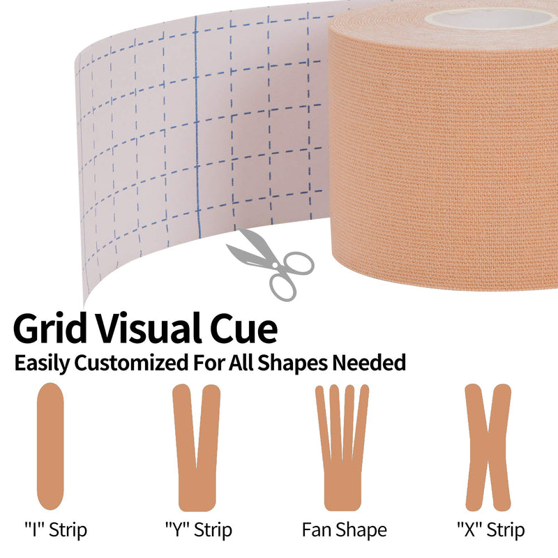 [Australia] - Kinesiology Tape 4 Rolls K Sports Tape for Knee Support and Muscle Pain Relief, Uncut Physio Tape Elastic Therapeutic Designed for Athletes Injury Recovery (Beige) 