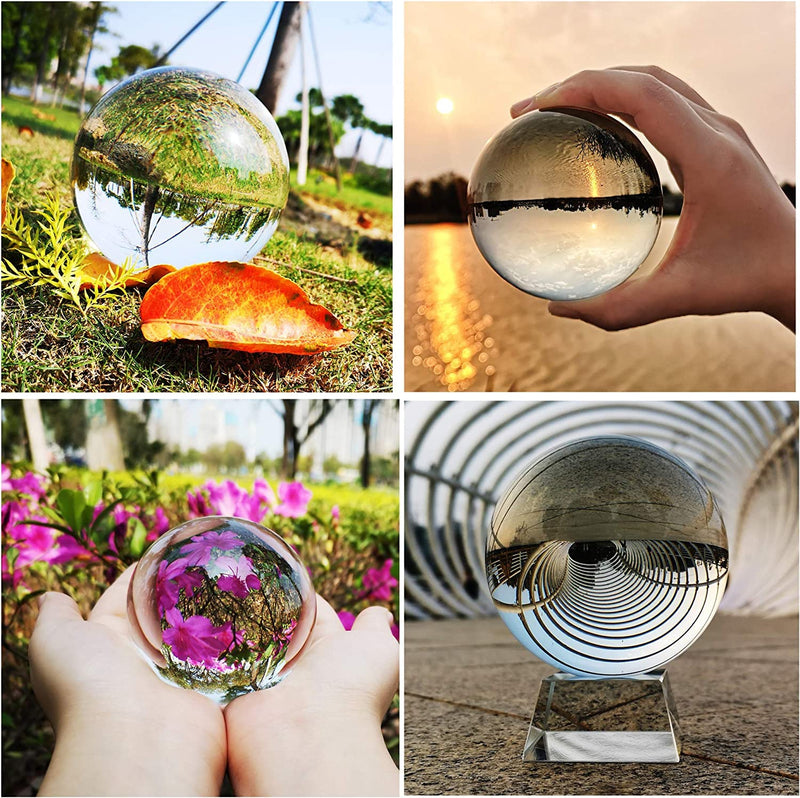 [Australia] - Crystal Ball Crystal Sphere with Wood Stand 40mm Clear Crystal Ball Feng Shui Crystal Display Sphere Ornaments for Meditation Healing 