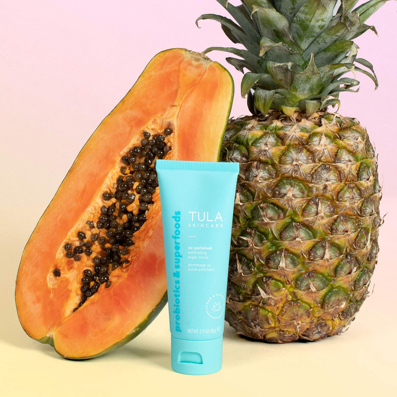 [Australia] - TULA Skin Care So Polished Exfoliating Sugar Scrub | Face Scrub, Gently Exfoliates with Sugar, Papaya, and Probiotic Extracts for a Softer and Radiant-Looking Complexion | 2.9 oz. 