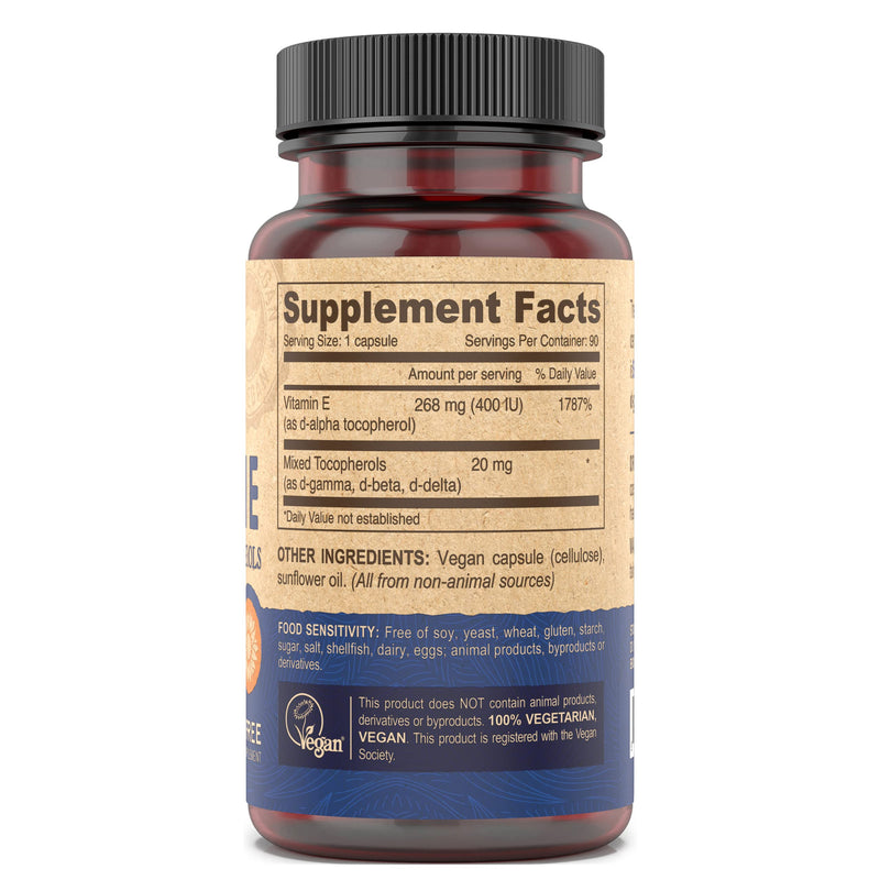 [Australia] - Deva Vegan Vitamins Natural Vitamin E 400iu with Mixed Tocopherols, 90-Count 