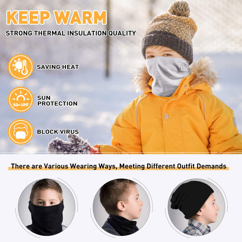 [Australia] - OMDEX 3 Pack Kids Neck Warmer with Filter, Neck Gaiters for Boys Girls, Adjustable Reusable Blended Fabric Neck Covers for Cold Weather Out Door Sport, Ski,Fishing 
