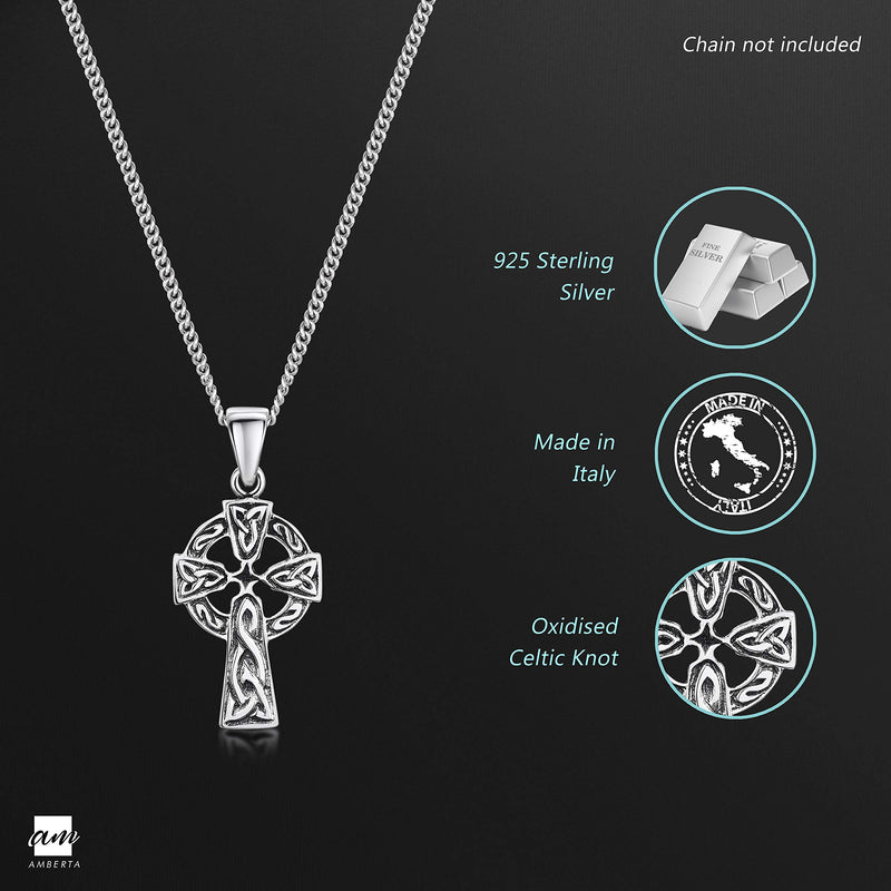 [Australia] - Amberta Unisex 925 Sterling Silver Cross Pendant Antique Gothic Cross 