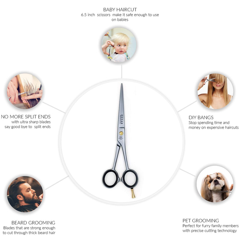 [Australia] - Professional Hair Cutting Scissors | Barber Scissors / Shears - 440c Carbon reinforced Japanese Stainless Steel Hair Scissor Best for hairdressing with very sharp blades (6.5 inches) 