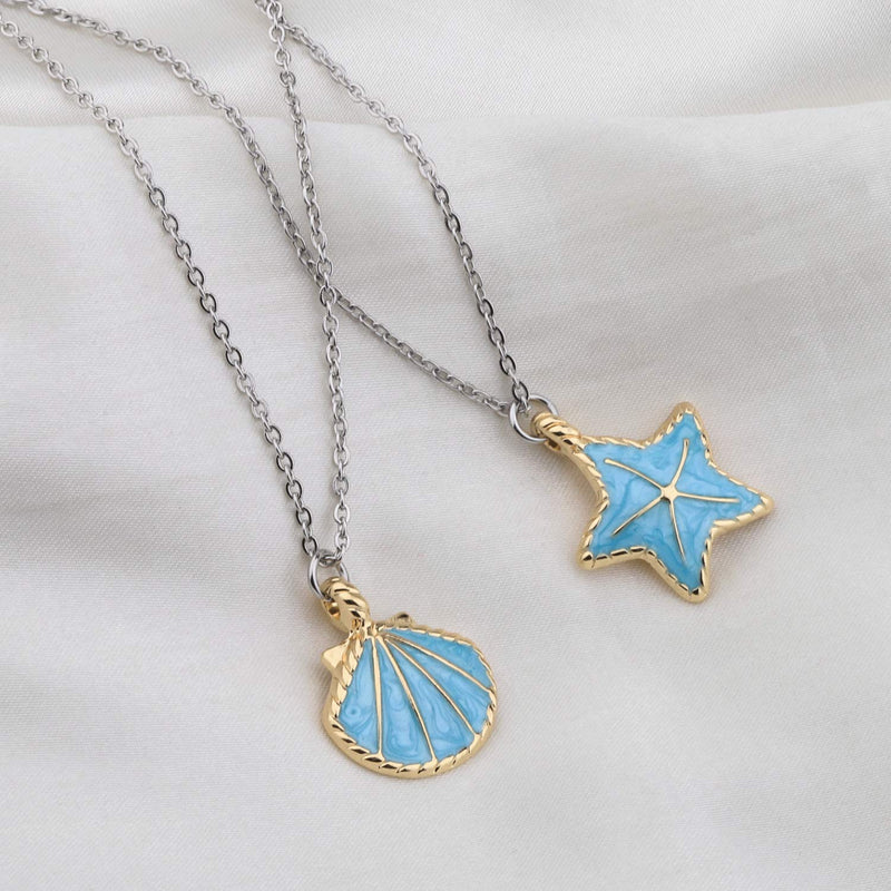 [Australia] - WSNANG Sea Shell Starfish Necklace/Earring Summer Jewelry Ocean Beach Themed Gifts for Women Girl Beach Lovers Gift 