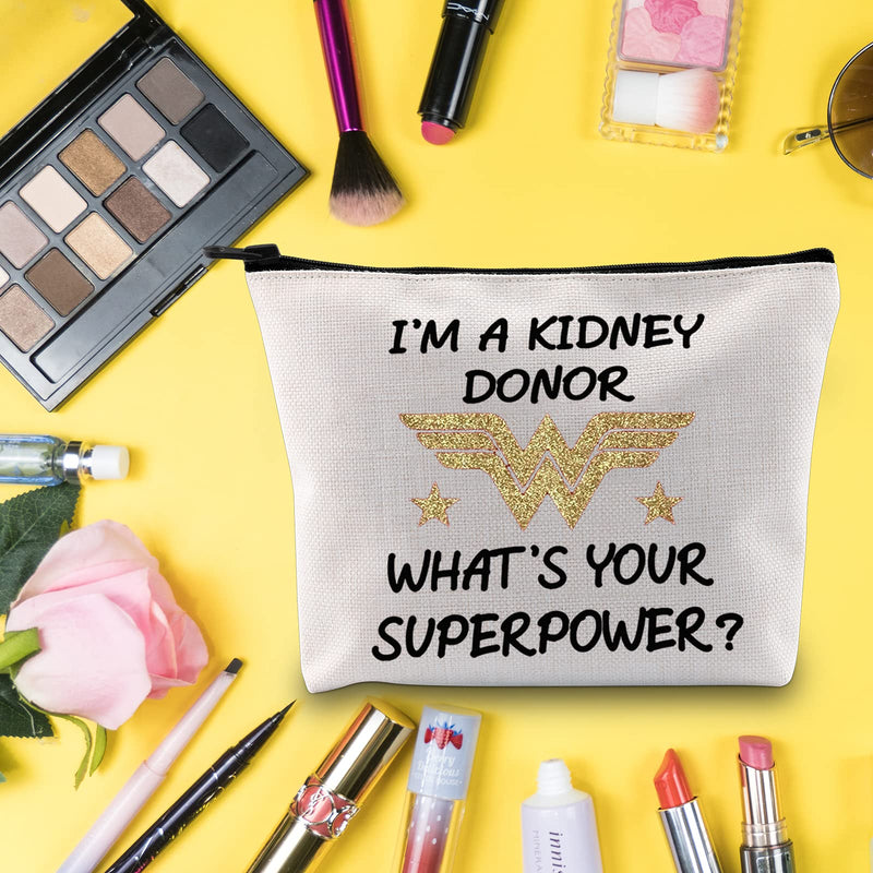 [Australia] - LEVLO Organ Donation Awareness Cosmetic Make Up Bag Organ Donor Gift I'm A Kidney Donor What's Your Superpower Makeup Zipper Pouch Bag Appreciation Gift, A Kidney Donor, 