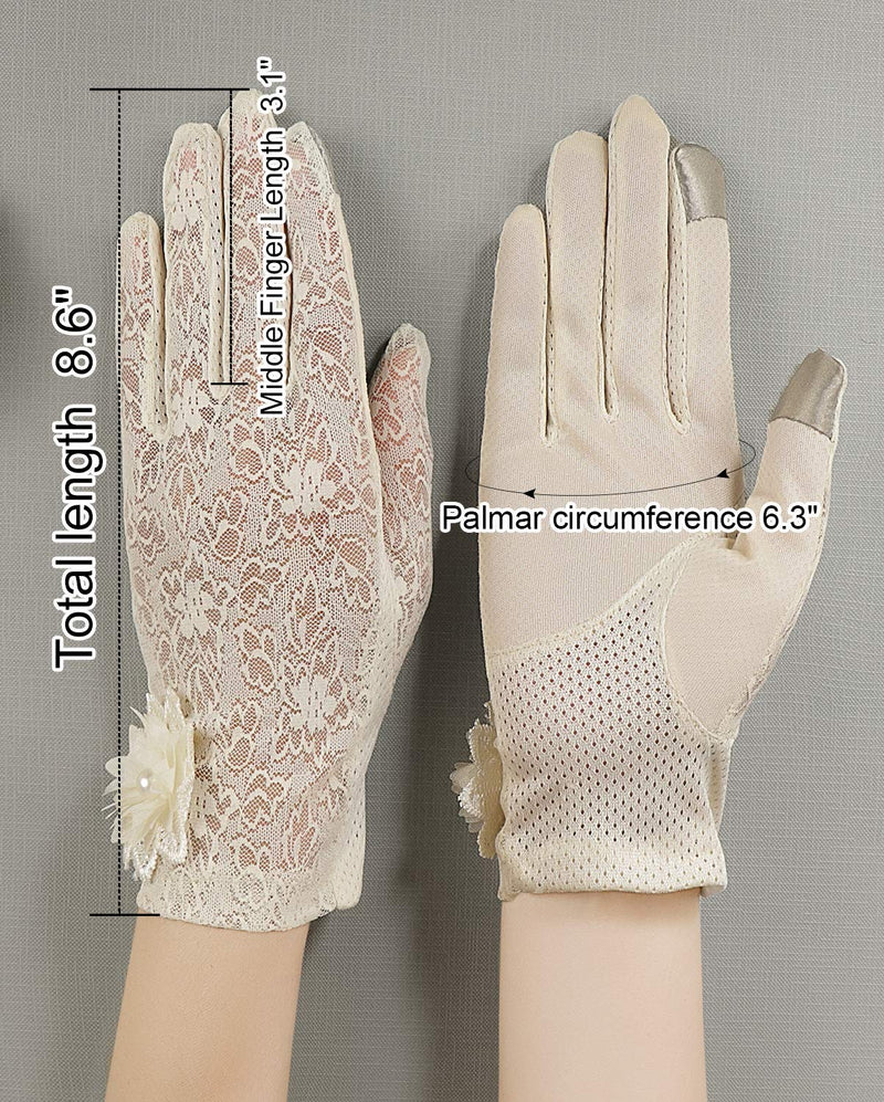 [Australia] - Bienvenu Summer Women Screentouch Gloves Sun Uv Protection Driving Gloves Anti-skid Beige 