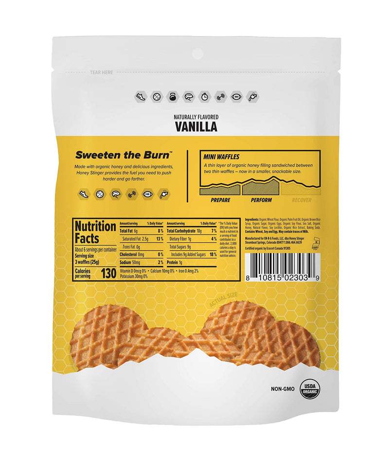 [Australia] - Honey Stinger Organic Mini Vanilla Waffles | Energy Stroopwafel for Exercise, Endurance and Performance | Sports Nutrition for Home & Gym, Pre and Post Workout | 1 Bag, 5.3 Ounce 5.3 Ounce (Pack of 1) 