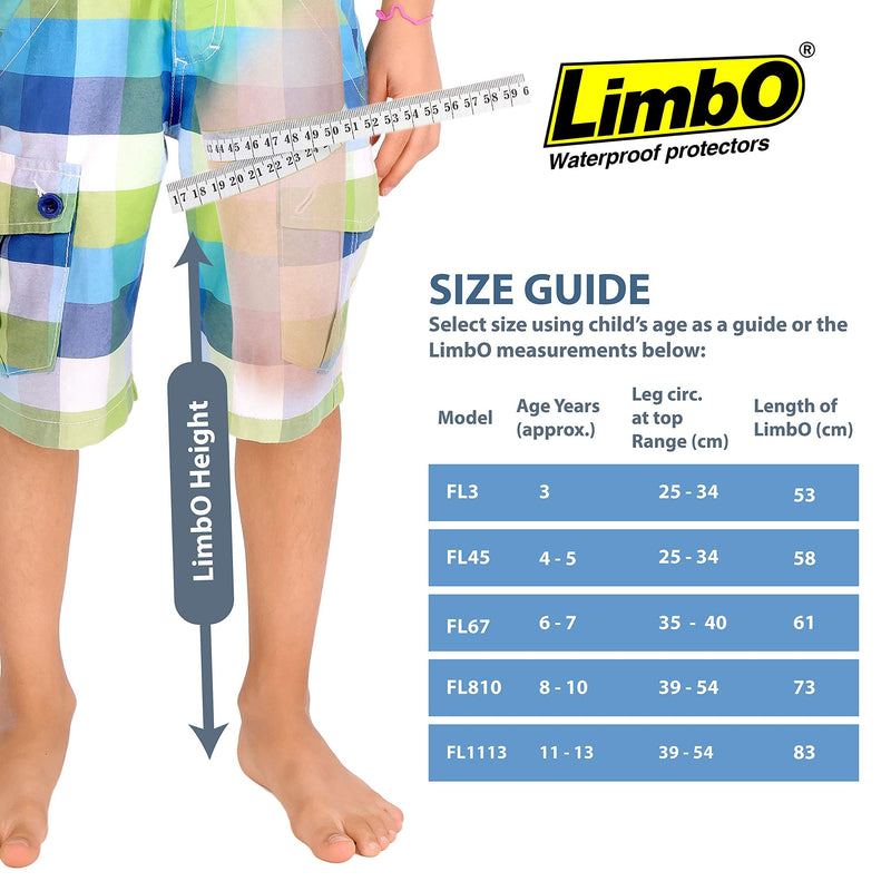 [Australia] - LimbO Waterproof Protectors Cast and Dressing Cover, Child Full Leg 4 to 5 Years Old FL45, 25 to 34 cm Upper Thigh Circumference FL45: 4-5 Yrs 