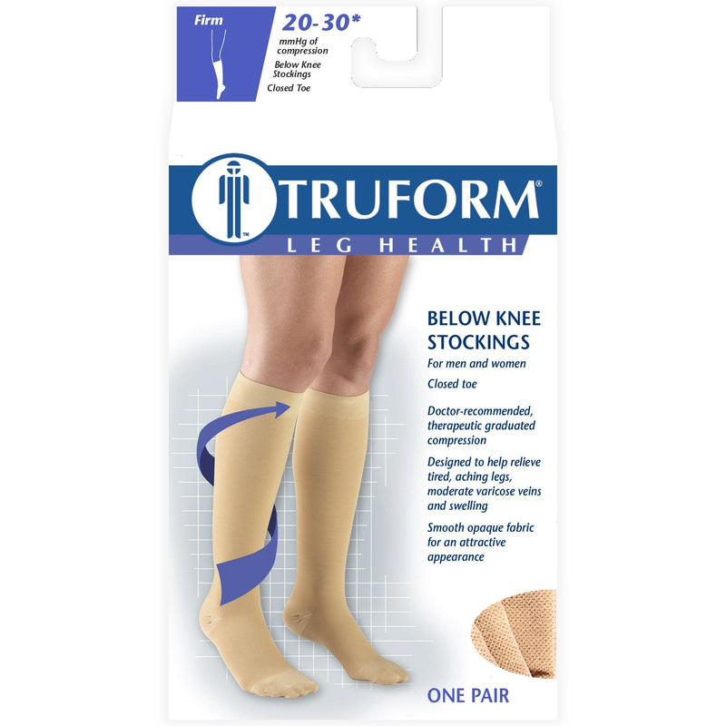 [Australia] - Truform 20-30 mmHg Compression Stockings for Men and Women, Knee High Length, Closed Toe, Beige, 3X-Large 3X-Large (1 Pair) 