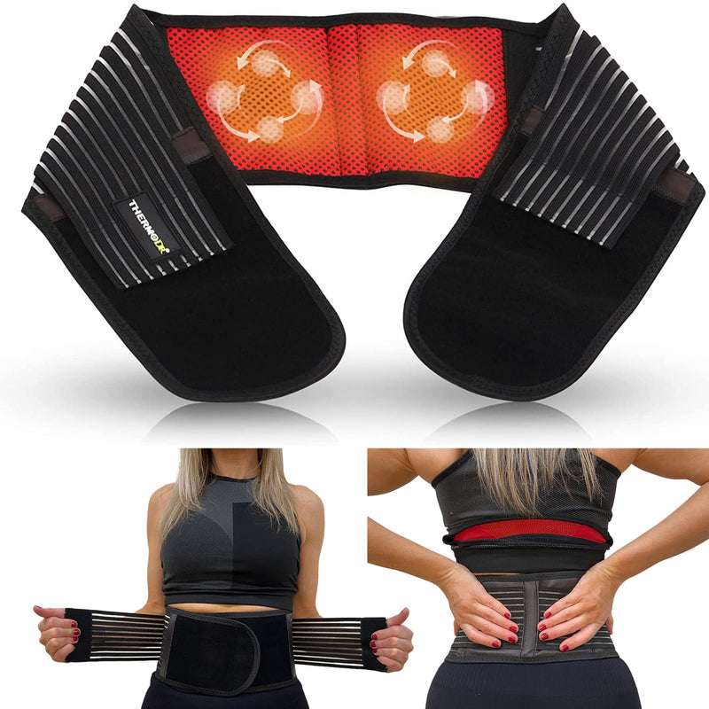 [Australia] - Heated Lower Back Support Belt with Self Heating Infrared Technology | Ideal for Back Pain Relief For Men & Women with Tourmaline Gem Stones and Magnets 