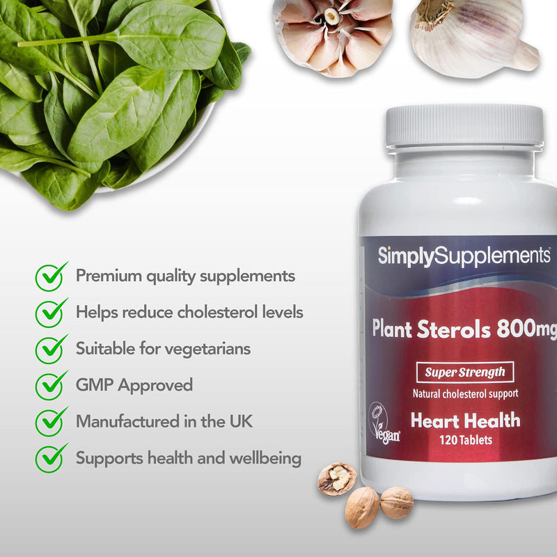 [Australia] - Plant Sterols 800mg | 120 Tablets = 4 Month Supply | Potent One-a-Day Formula | Vegan & Vegetarian Friendly | Proven to Naturally Lower Cholesterol | Manufactured in The UK 
