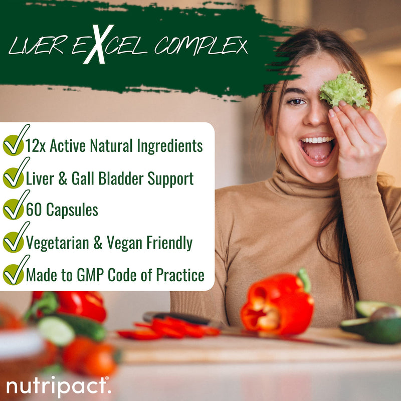 [Australia] - Liver Excel Complex - Liver Support Herbal Supplement - 12x Natural Ingredients - Choline, Turmeric, Aged Garlic, Alpha Lipoic Acid, NAC - 60 Vegan Capsules 