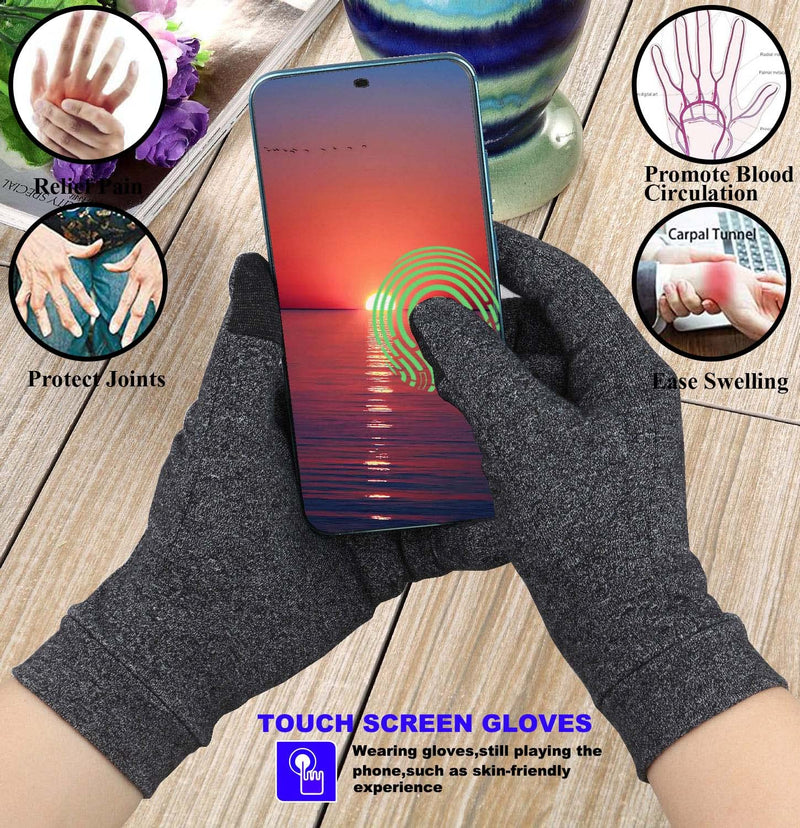 [Australia] - Happymart 2 Pairs Full Finger Arthritis Gloves, Compression Gloves for Women, Men - Carpal Tunnel, Rheumatoid Arthritis Hand Support - Relief for Joint Pain - Touchscreen for Typing, Work (Medium) Medium (4 Count) 