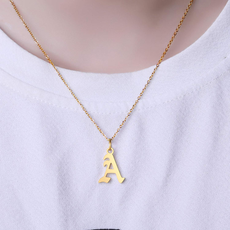 [Australia] - Letter Necklaces for Women Personalized Necklaces 18K Gold Plated Initial Pendant Old English Name Necklaces A-Z Bridesmaid Gift for Girls J 