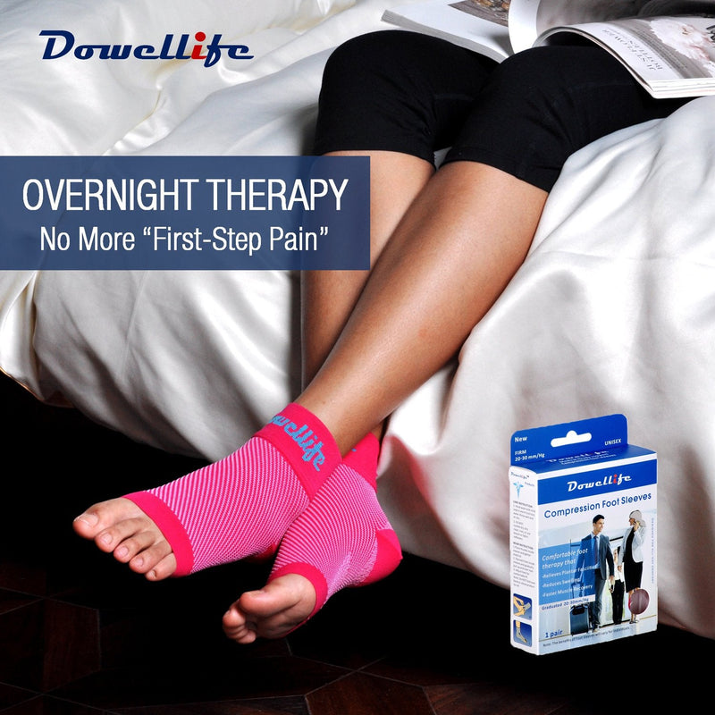 [Australia] - Dowellife Plantar Fasciitis Socks, Ankle Brace Compression Support Sleeves & Arch Support, Foot Compression Sleeves, Ease Swelling, Achilles Tendonitis, Heel Spur for Men Women Pink 2 Pairs Medium 